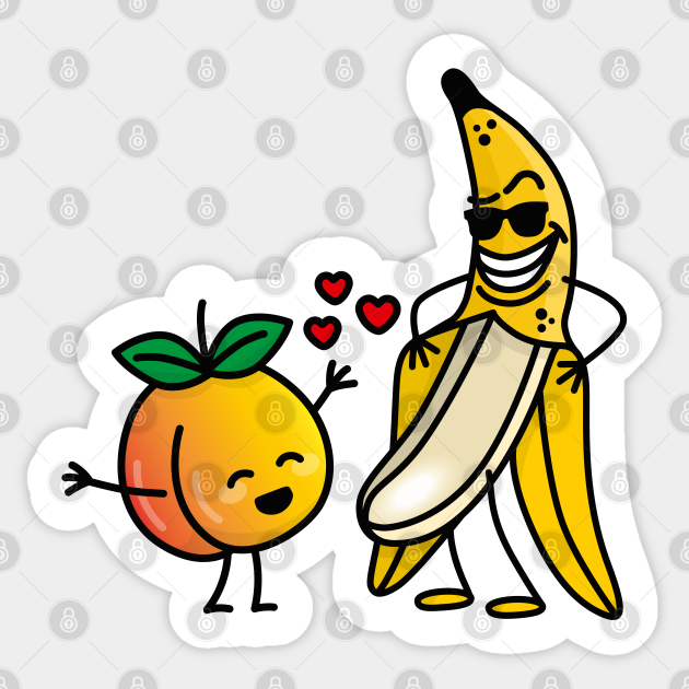 Peach Banana funny matching couple naughty cartoon Dirty Joke